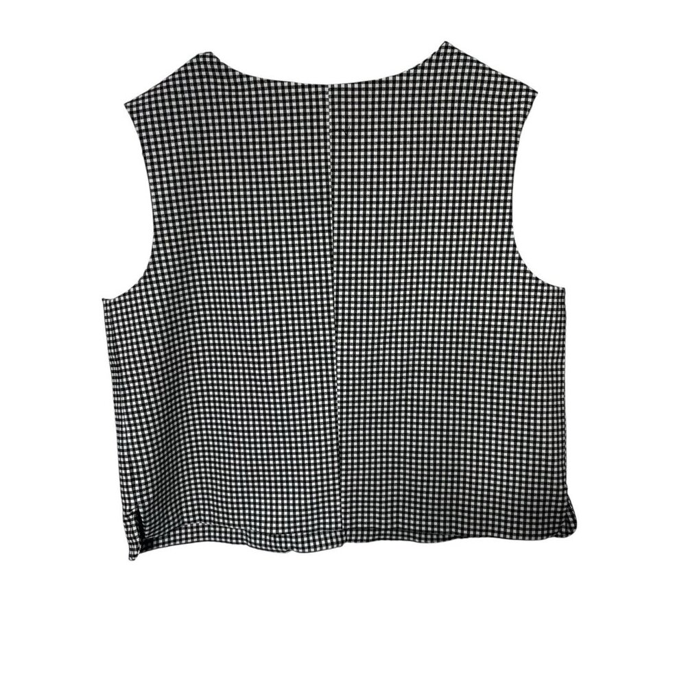 Autres Filles Gingham Vest Women’s S Black White Boxy Preppy Academia - Picture 2 of 7